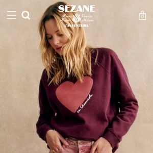 NWOT Sezane La Chamade Sweatshirt, S in Burgundy